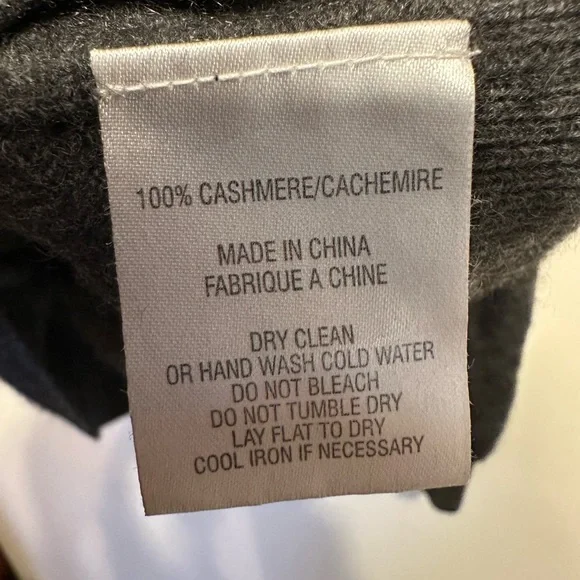 Vintage 100% Cashmere Sweater LG Cashmere by Chow Gray V-Neck Sweater Ptp20 - Picture 3 of 4